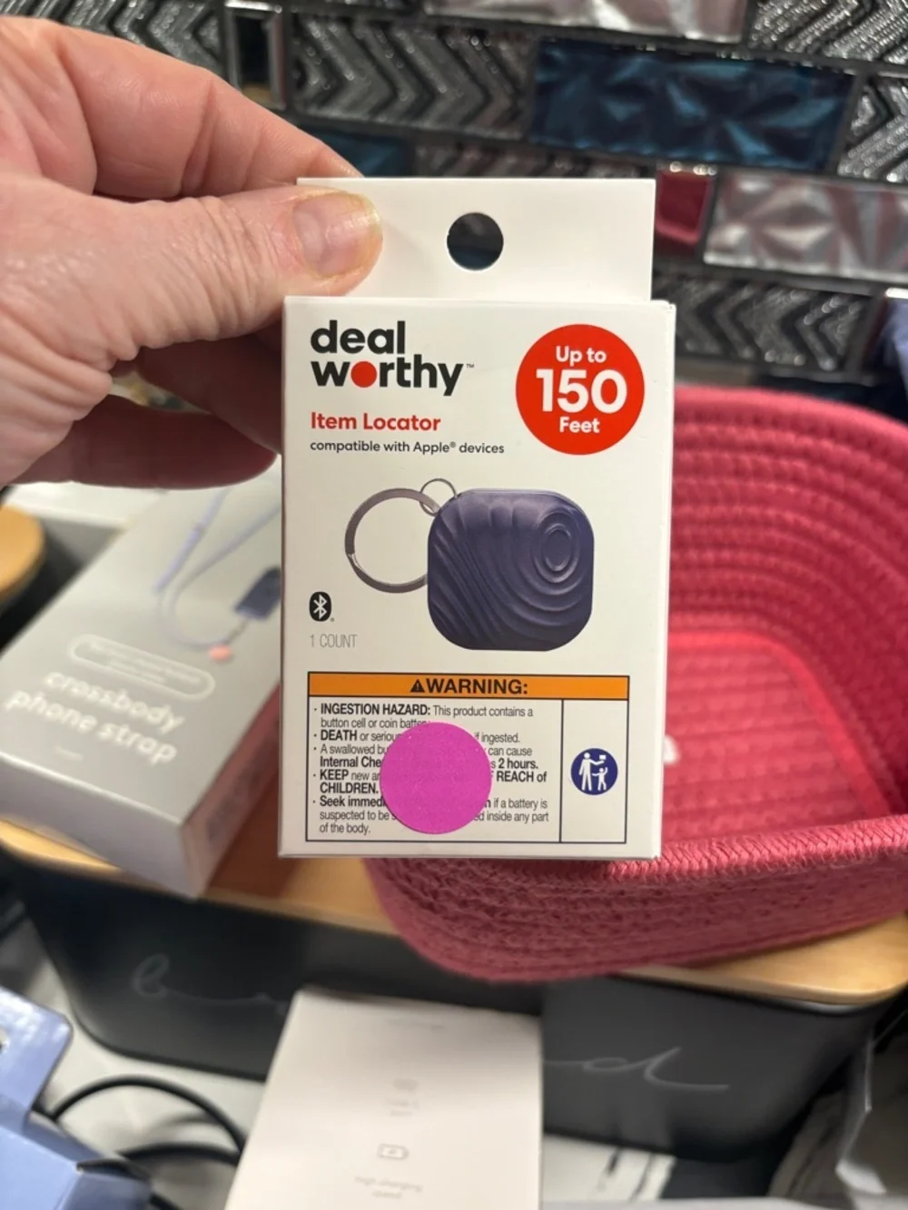 heyday Wall Charger in Green with Pink Display Basket. All pictured included